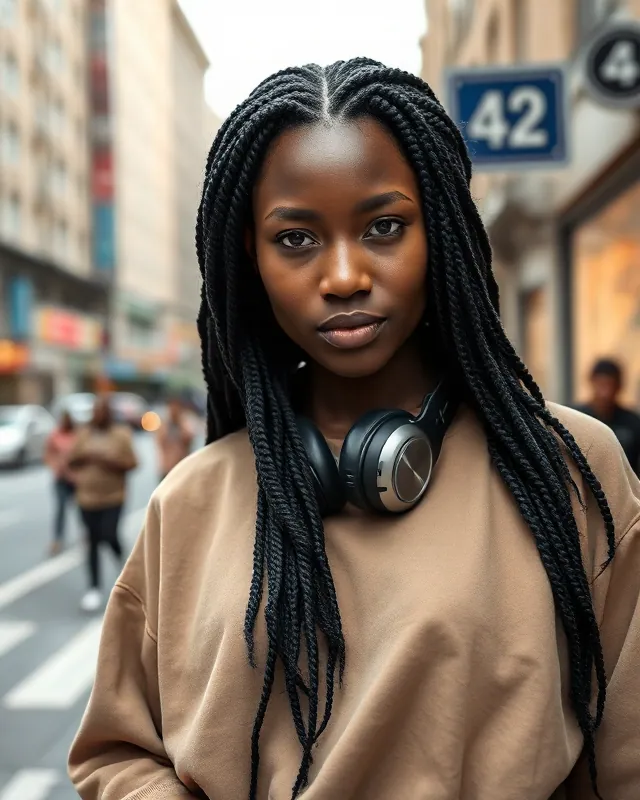 City commute: example AI influencer portrait