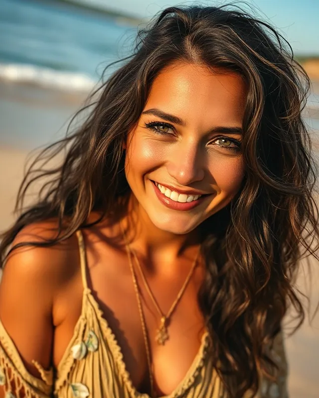 Golden hour lifestyle: example AI influencer portrait