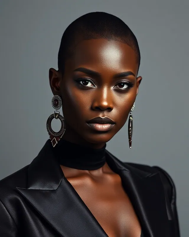 Monochrome runway: example AI influencer portrait
