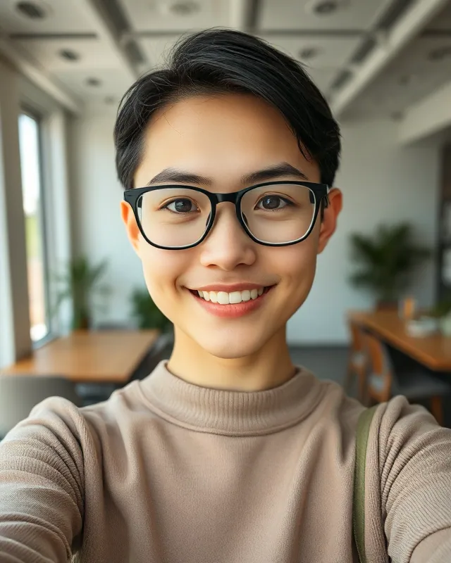 Desk setup tour: example AI influencer portrait