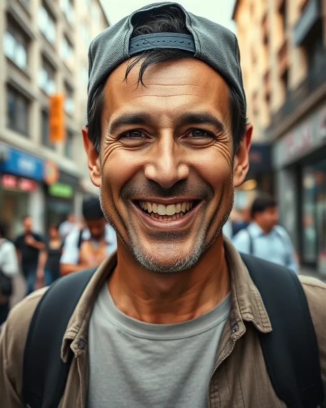 Weekend market: example AI influencer portrait